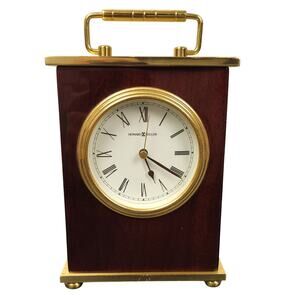 Vintage Howard Miller Brass Rosewood Desk Mantel Clock 613528 Office Working